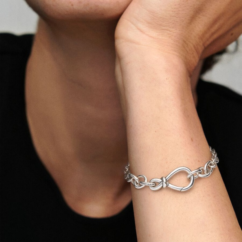 Sterling Silver Pandora Chunky Infinity Knot Non-charm Bracelets | 198-ARHYNW
