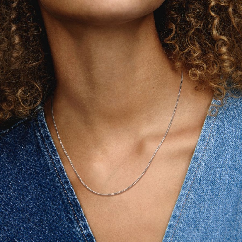 Sterling Silver Pandora Curb Chain Necklaces | 103-YEVJBI