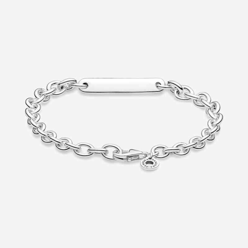 Sterling Silver Pandora Engravable Bar Link Non-charm Bracelets | 318-XRYWGC
