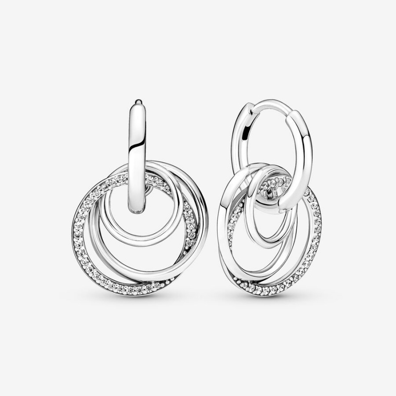 Sterling Silver Pandora Family Always Encircled Hoop Earrings | 759-CDZOBV