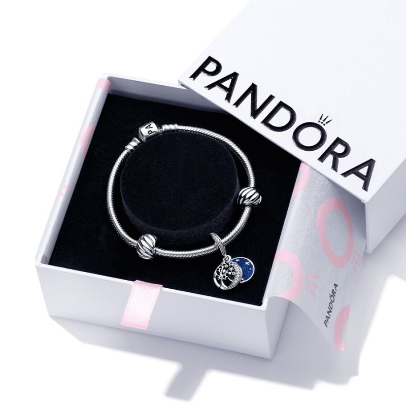Sterling Silver Pandora Galaxy Moon Set, 19 Charm Holders | 607-JXWMRB