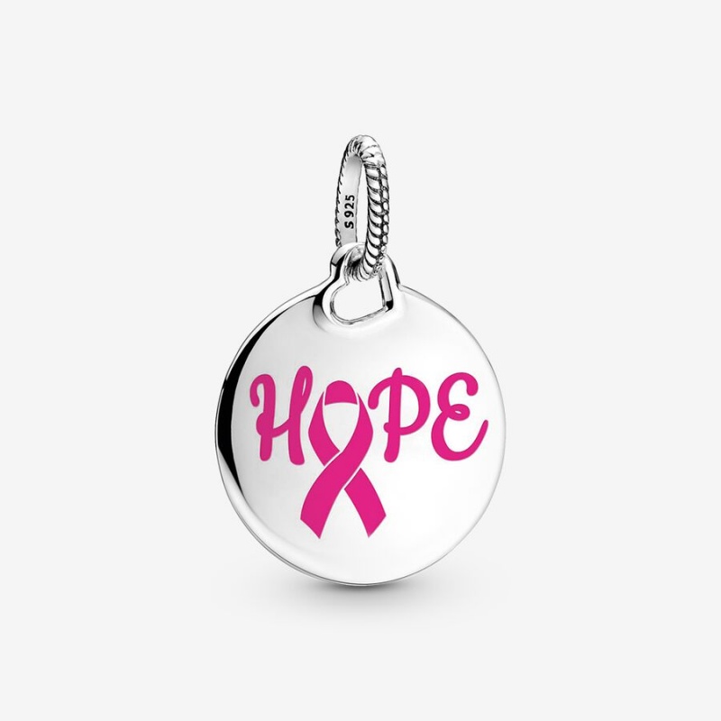 Sterling Silver Pandora Hope Pink Ribbon Pendants | 307-APKYCE