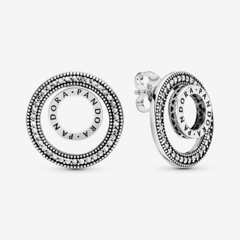 Sterling Silver Pandora Logo Circles Stud Earrings | 963-LTZOPI