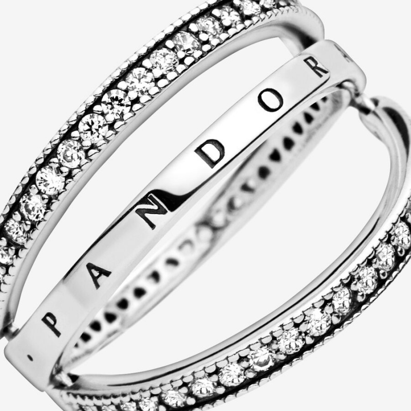 Sterling Silver Pandora Logo ands Heart & Promise Rings | 574-BTJGOZ