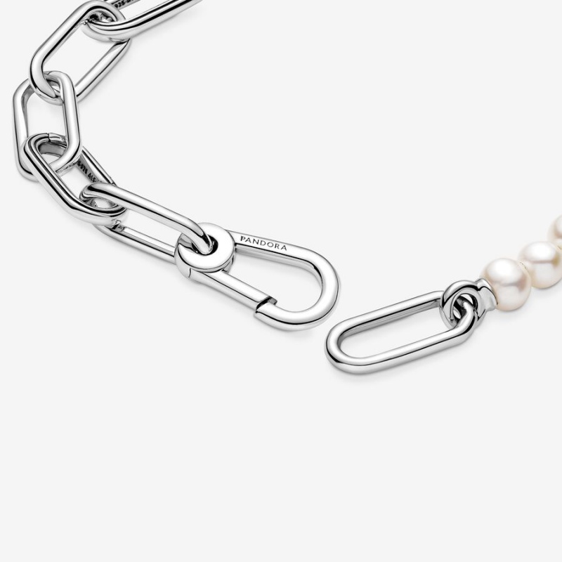 Sterling Silver Pandora ME Treated Freshwater Cultured Pearl Link Bracelets | 085-BDXYON