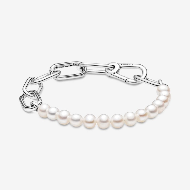 Sterling Silver Pandora ME Treated Freshwater Cultured Pearl Link Bracelets | 085-BDXYON