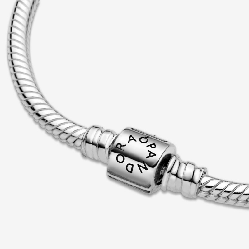 Sterling Silver Pandora Moments Barrel Clasp Snake Charm Holders | 645-YNQCPX