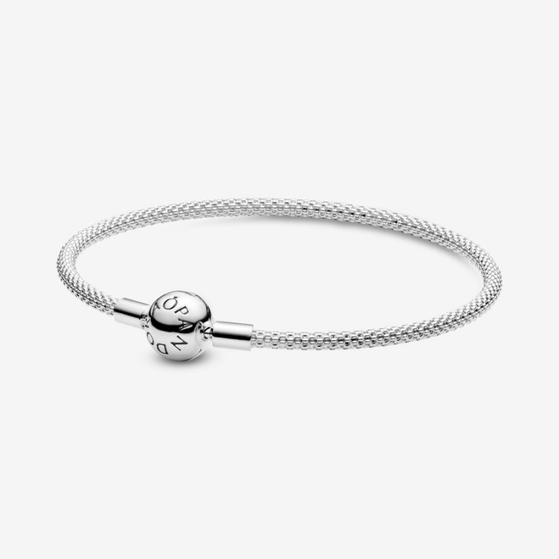Sterling Silver Pandora Moments Mesh Charm Bracelets | 827-WXDMBG