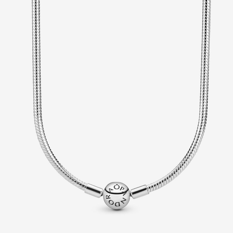 Sterling Silver Pandora Moments Snake Chain Necklaces | 620-QEUZDK