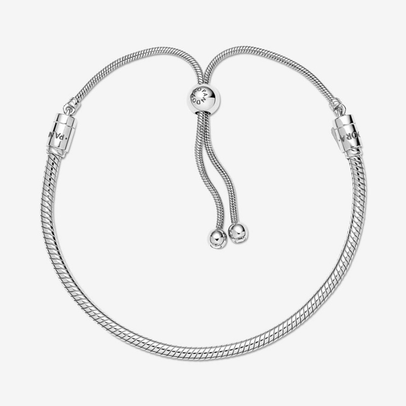 Sterling Silver Pandora Moments Snake Slider Charm Bracelets | 390-TVOUEJ