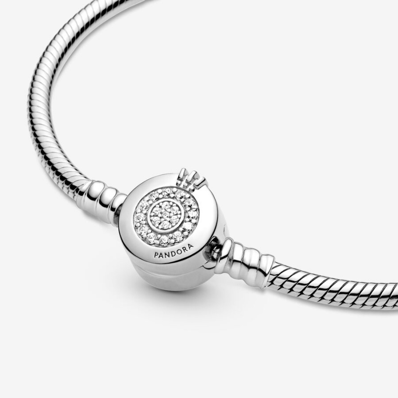 Sterling Silver Pandora Moments Sparkling Crown O Snake Charm Holders | 423-GAIDVY