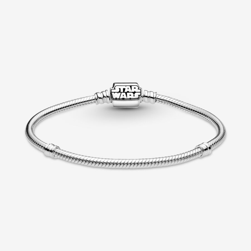 Sterling Silver Pandora Moments Star Wars Snake Clasp Charm Bracelets | 367-MQRBSP