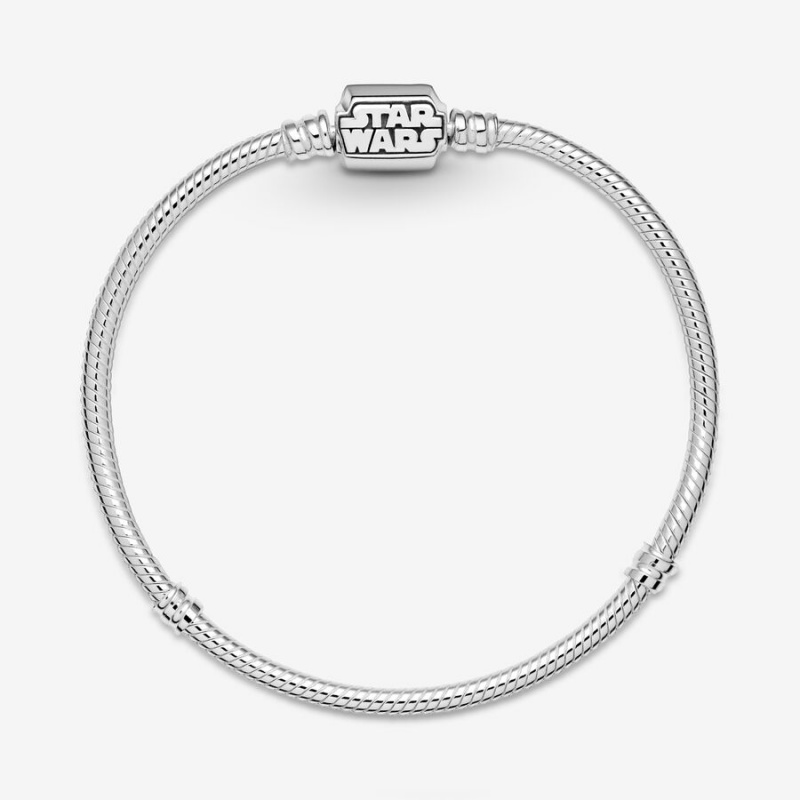 Sterling Silver Pandora Moments Star Wars Snake Clasp Charm Bracelets | 367-MQRBSP