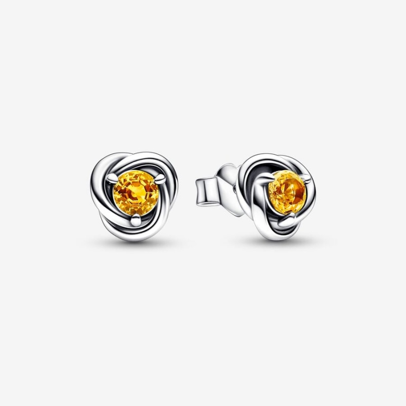Sterling Silver Pandora November Honey Eternity Circles Stud Earrings | 712-VQRYGO