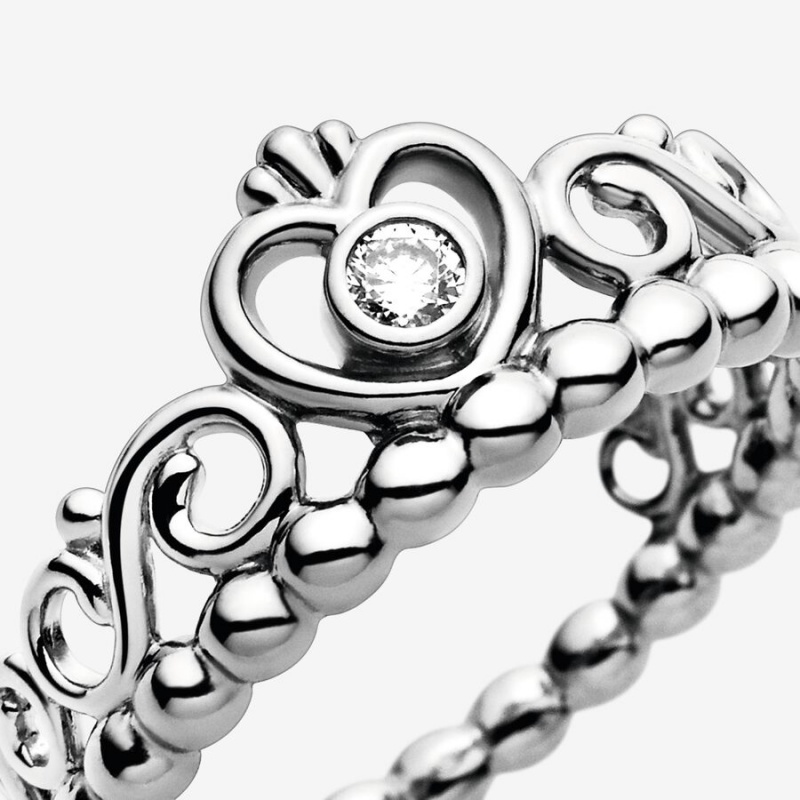Sterling Silver Pandora Princess Tiara Crown Heart & Promise Rings | 804-HYMSCP