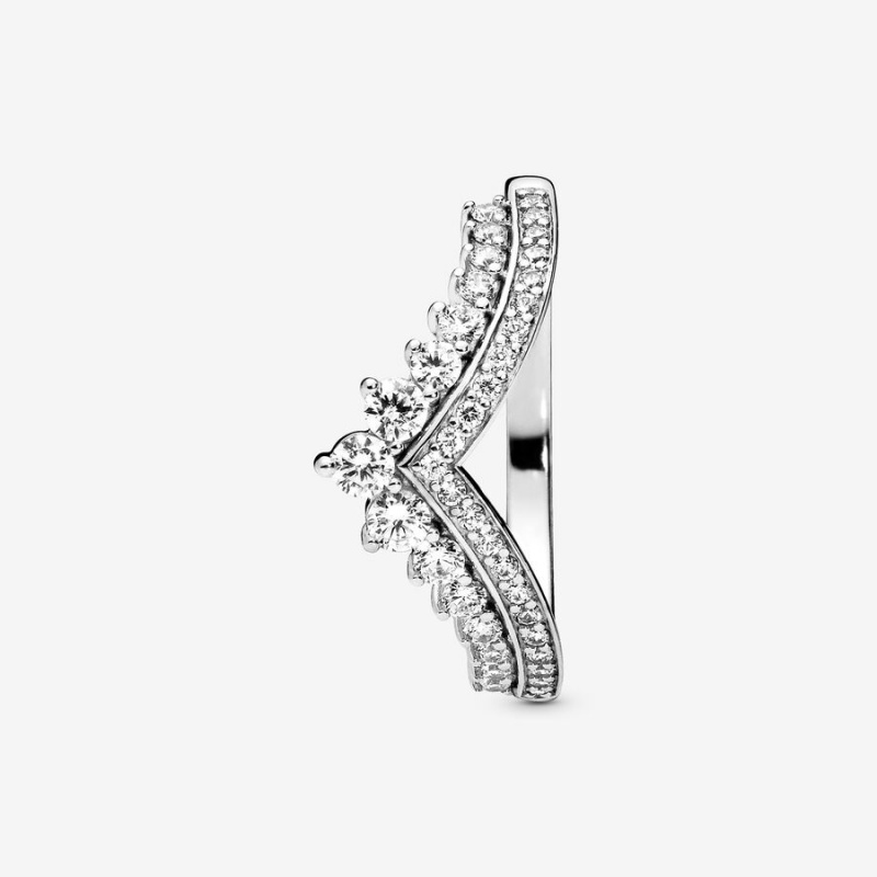 Sterling Silver Pandora Princess Wishbone Heart & Promise Rings | 843-AYMHQW
