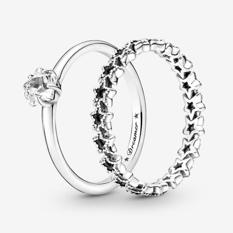 Sterling Silver Pandora Ring Sets | 069-OCXVTM