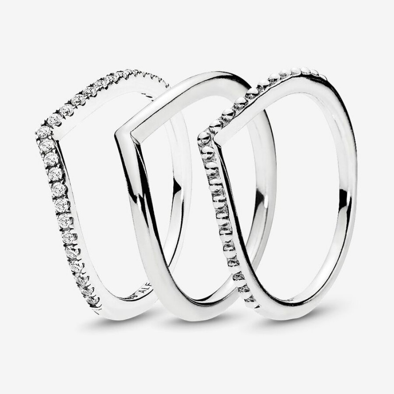 Sterling Silver Pandora Ring Sets | 374-VKGQPI