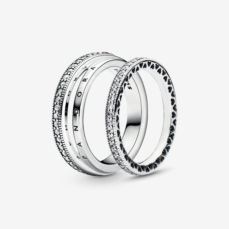 Sterling Silver Pandora Ring Sets | 637-ILVGSD