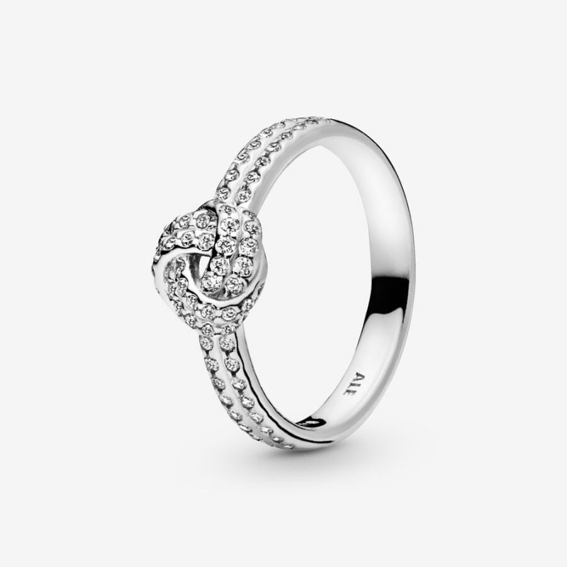 Sterling Silver Pandora Shimmering Knot Heart & Promise Rings | 647-HNSMYD