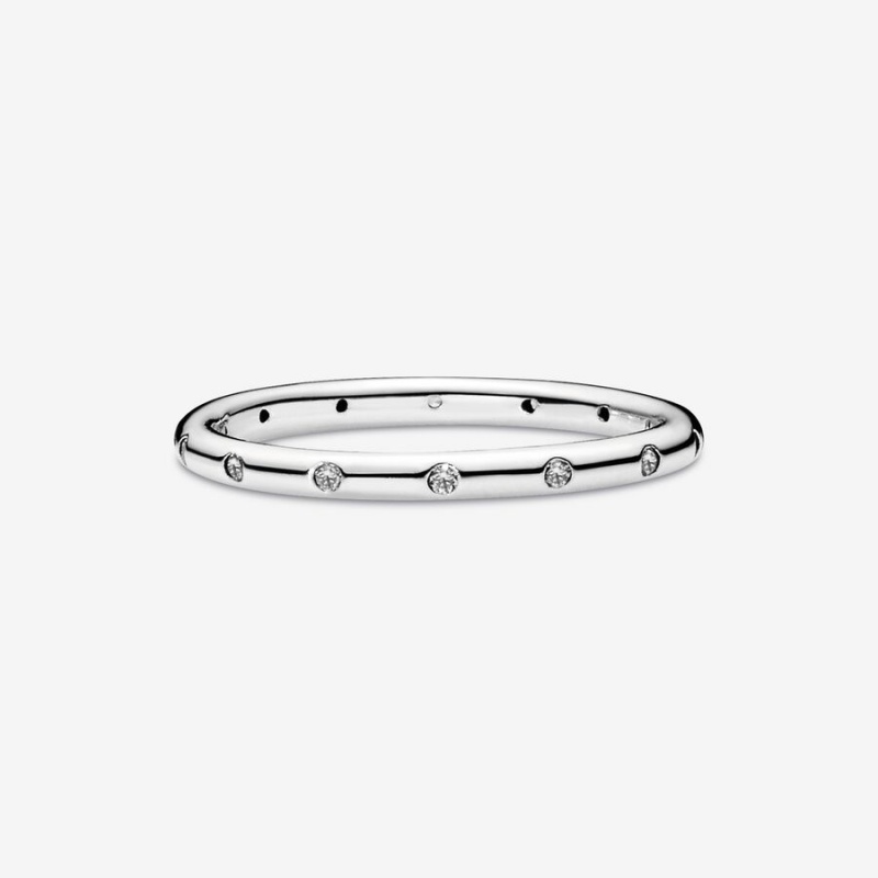 Sterling Silver Pandora Simple Sparkling Band Rings | 725-ZGENFY
