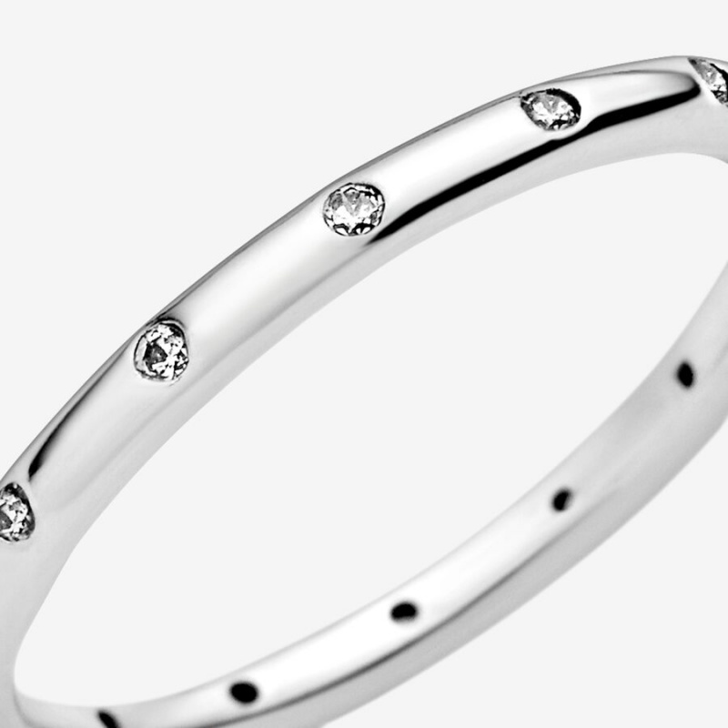 Sterling Silver Pandora Simple Sparkling Band Rings | 725-ZGENFY