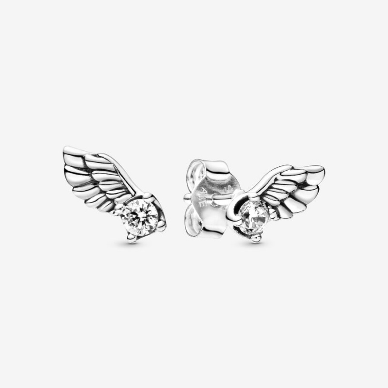 Sterling Silver Pandora Sparkling Angel Wings Stud Earrings | 280-UVYOMW