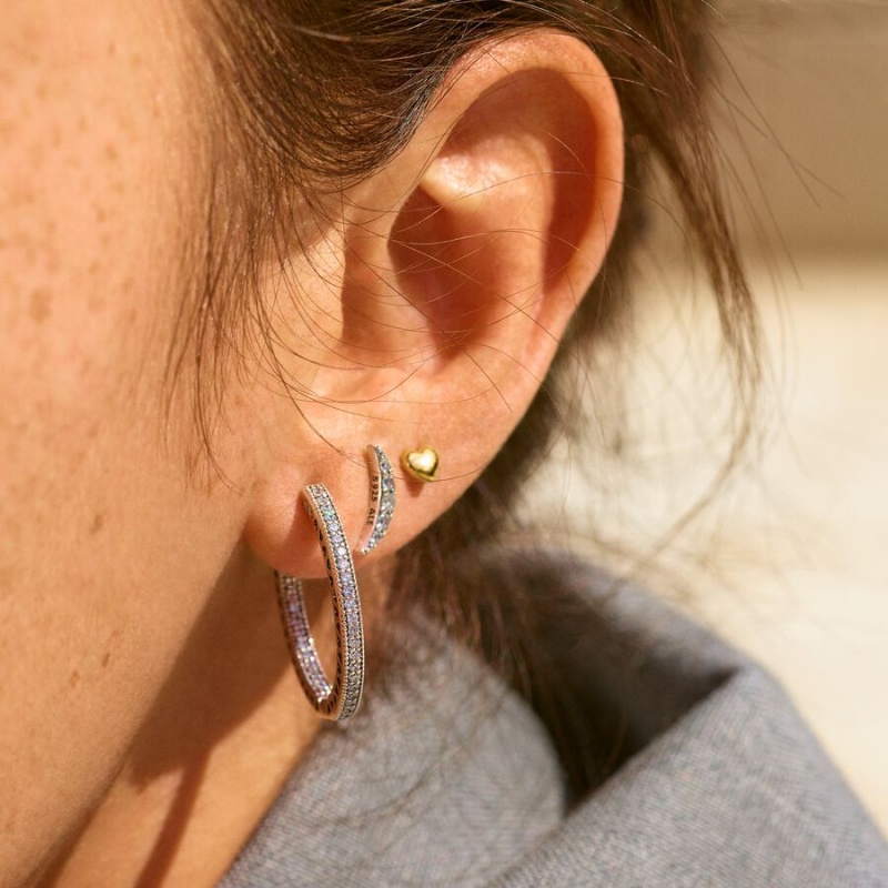 Sterling Silver Pandora Sparkling Crescent Moon Stud Earrings | 821-UNJPXO