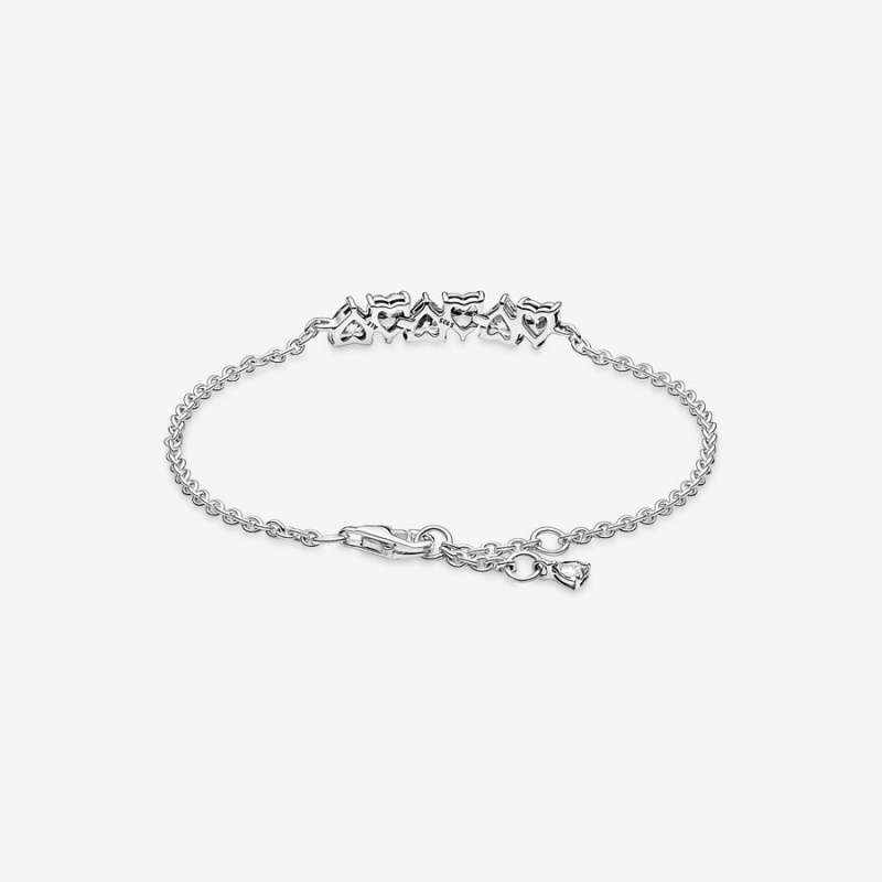 Sterling Silver Pandora Sparkling Endless Hearts Non-charm Bracelets | 307-RDIBOJ