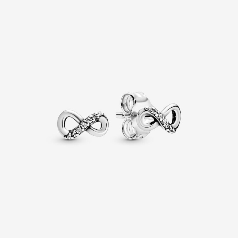 Sterling Silver Pandora Sparkling Infinitys Stud Earrings | 507-PJYDQO