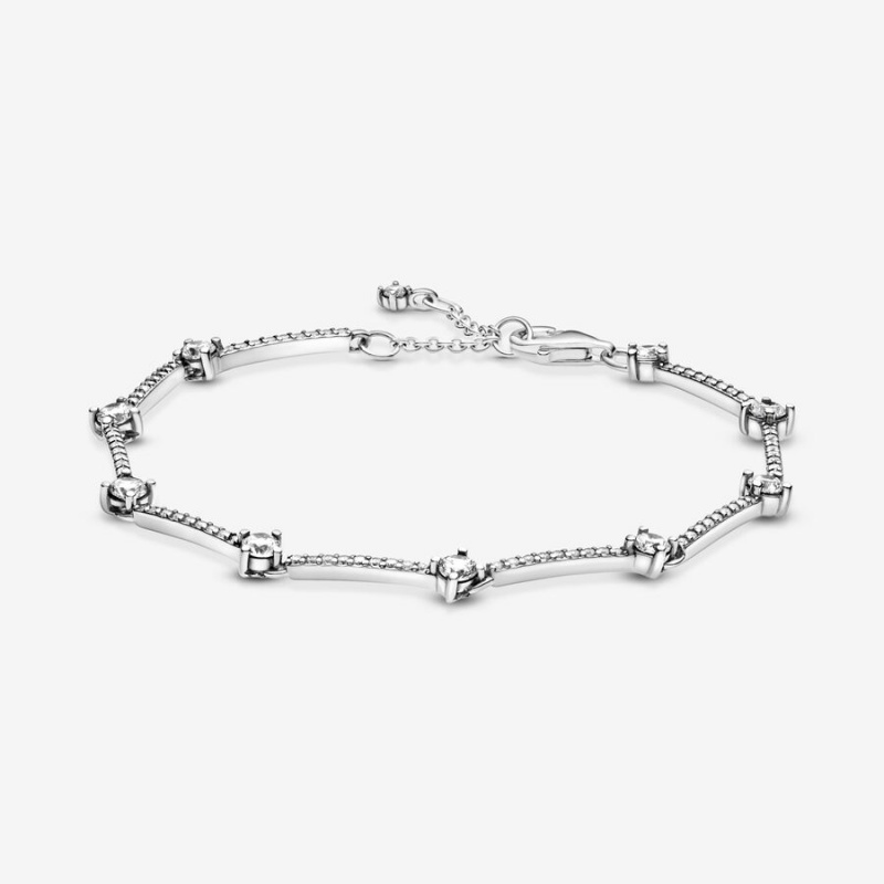 Sterling Silver Pandora Sparkling Pavé Bars Non-charm Bracelets | 249-KAEZOH
