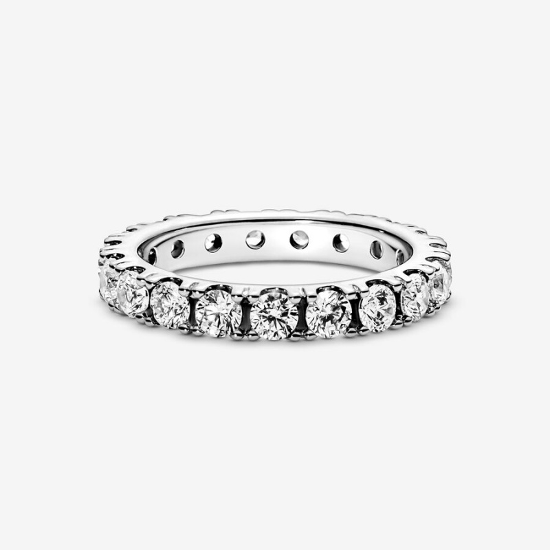 Sterling Silver Pandora Sparkling Row Eternity Band Rings | 247-AJBVWD