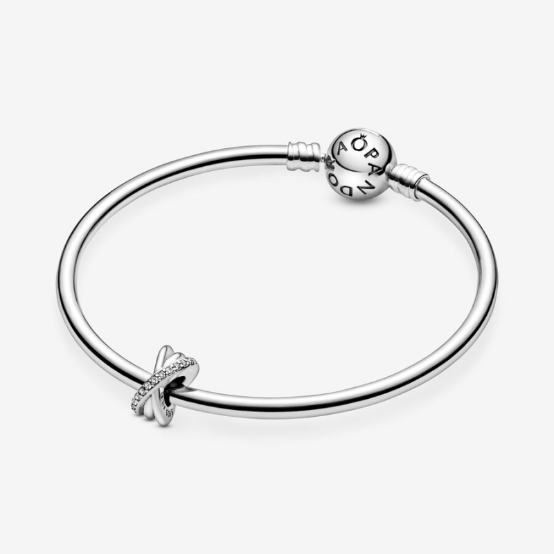 Sterling Silver Pandora Sparkling and Polished Lines Spacer Spacer Charms | 027-UKEIOF