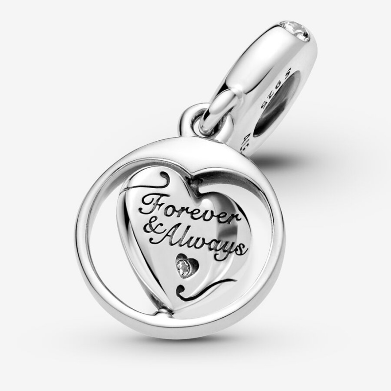Sterling Silver Pandora Spinning Forever & Always Soulmate Dangle Dangle Charms | 376-LHGXOK