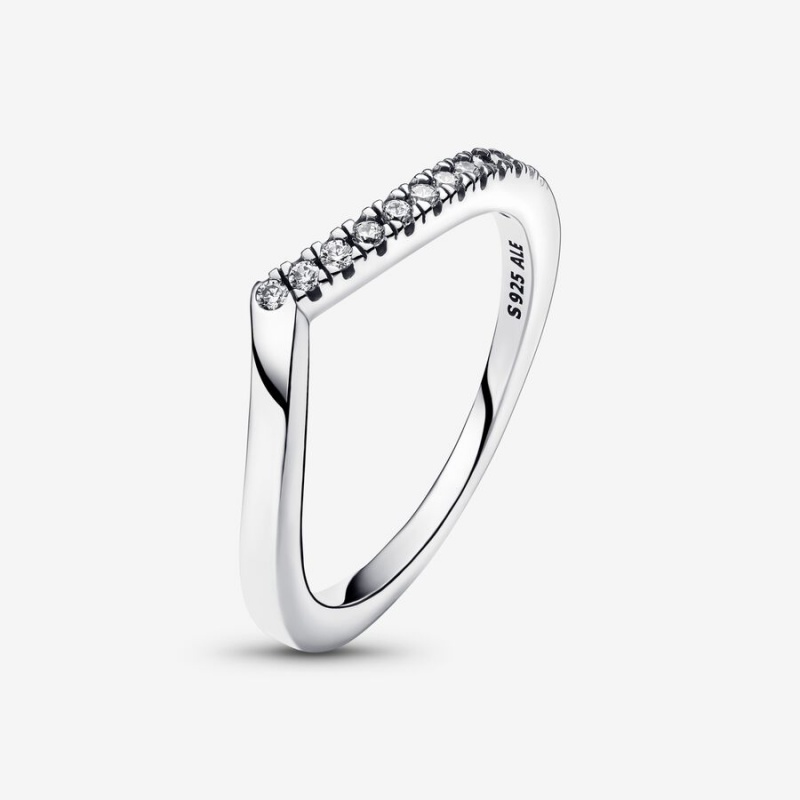 Sterling Silver Pandora Timeless Wish Half Sparkling Stackable Rings | 581-OZTMWA