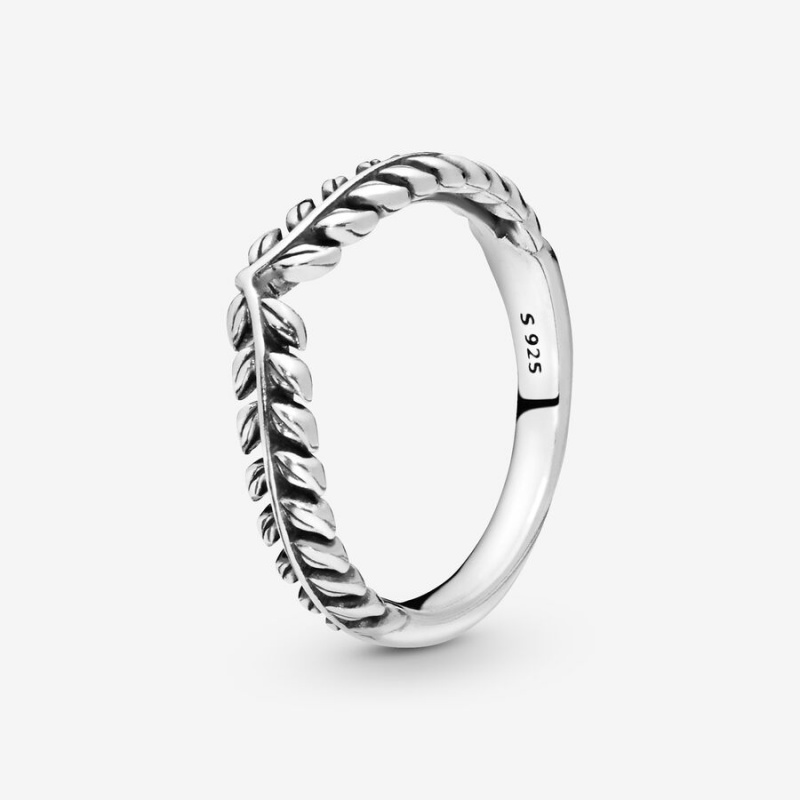 Sterling Silver Pandora Wheat Grains Wishbone Stackable Rings | 109-FHAINX