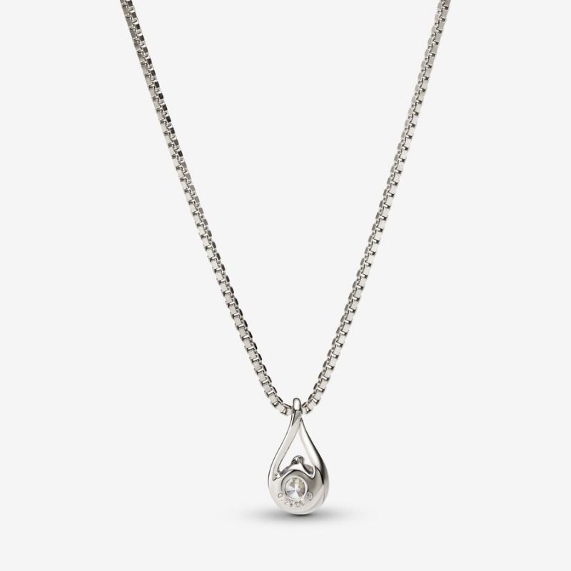 White Gold Pandora Brilliance 0.25 ct tw Diamond Necklaces | 948-VTNHCQ
