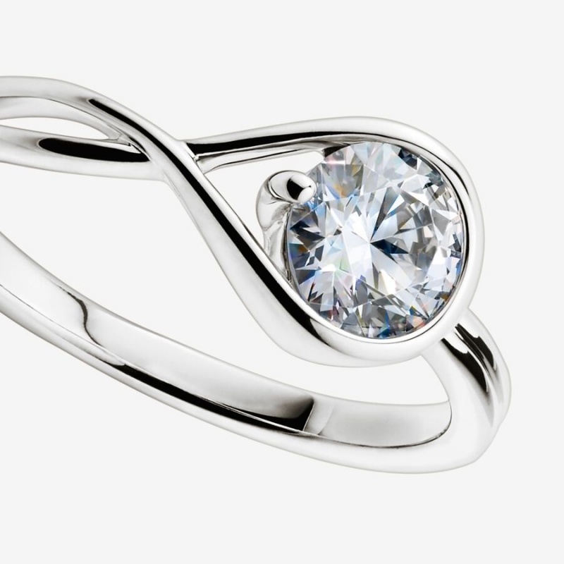 White Gold Pandora Brilliance 0.75 ct tw Lab-Created Diamond Rings | 357-JIEVZA