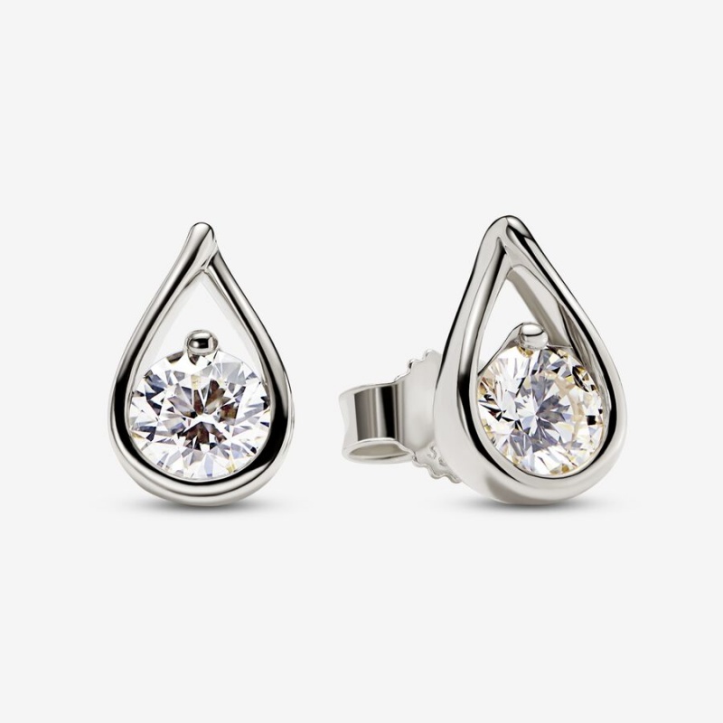 White Gold Pandora Brilliance 1.00 ct tw Diamonds Earrings | 481-LIHJCE