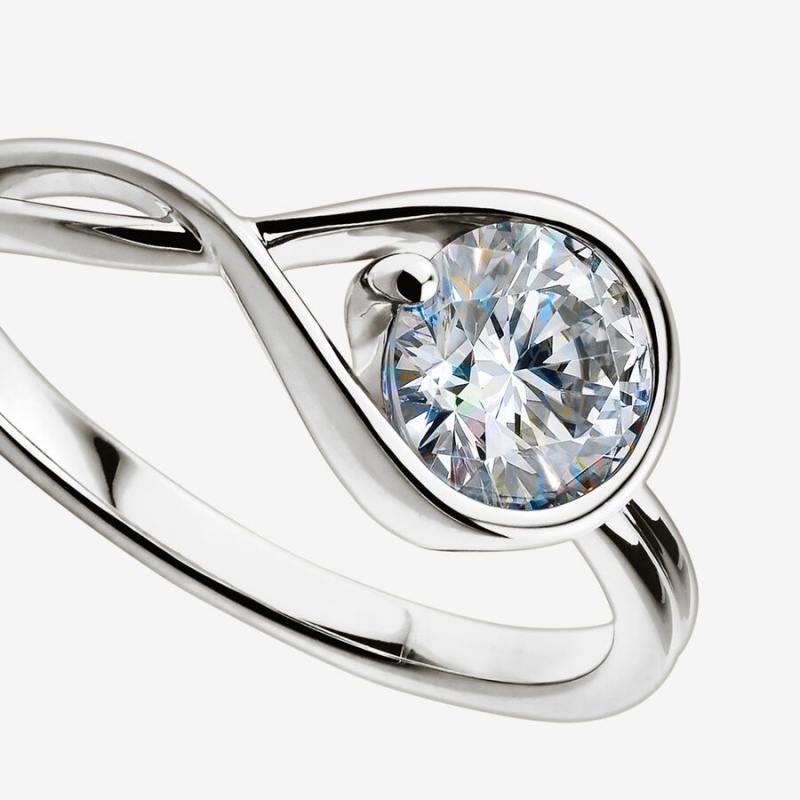 White Gold Pandora Brilliance 1.00 ct tw Diamond Rings | 491-XKYUOE